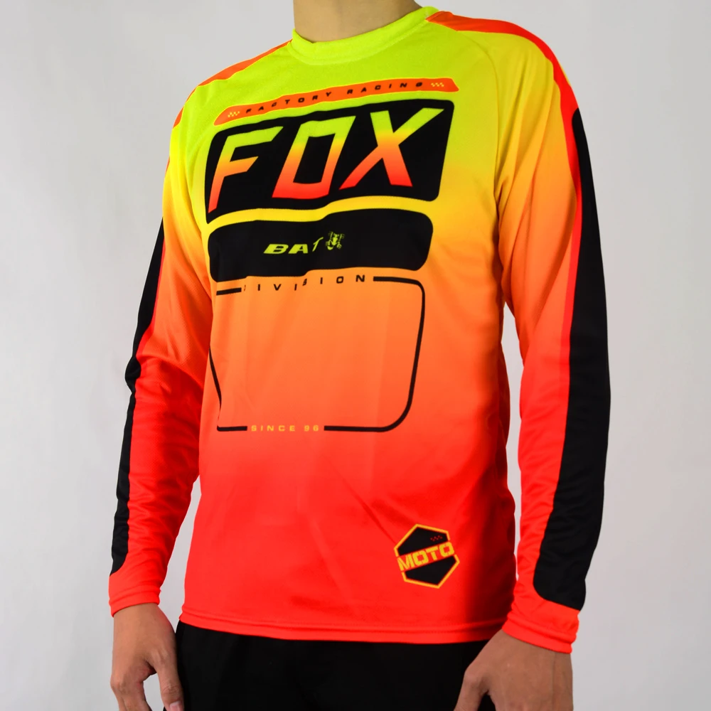 Men Long Sleeve Mountain Bike Jersey Downhill Jersey Enduro Shirts Motocross Motorcycle Jersey Racing MTB BAT FOX T-shirt