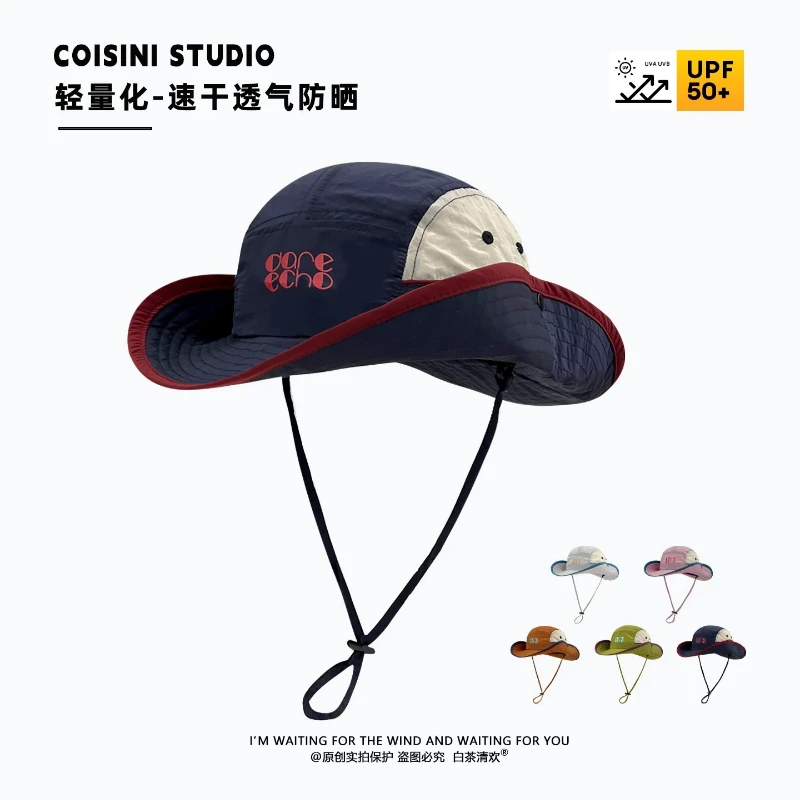 Korean Fashion Color Matching Quick-drying Bucket Hats for Men and Women Summer Outdoor Sun Protection Leisure Hiking Caps