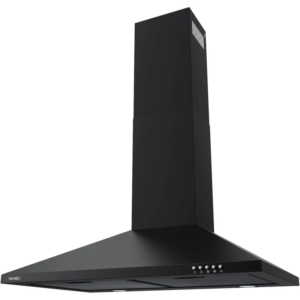 

30-дюймовая настенная вытяжка для кухни с угольным фильтром, канальный/безопасный кабриолет, черный