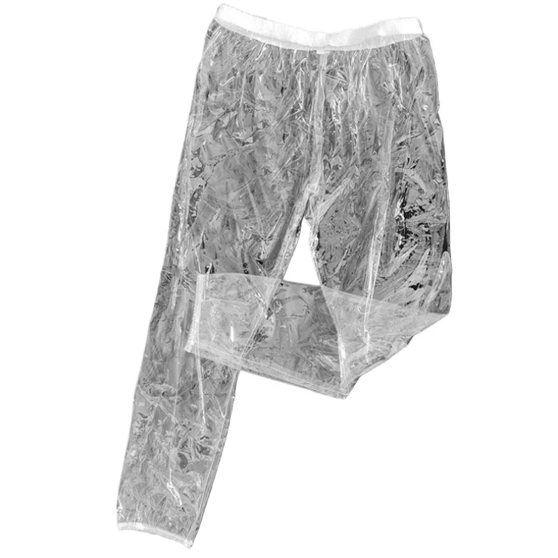 

Men's Sexy Super Transparent PVC Plastic Pants Momen's Elastic Waist Plastic Pajama Trousers Jogging Pants Casual Sports Pants