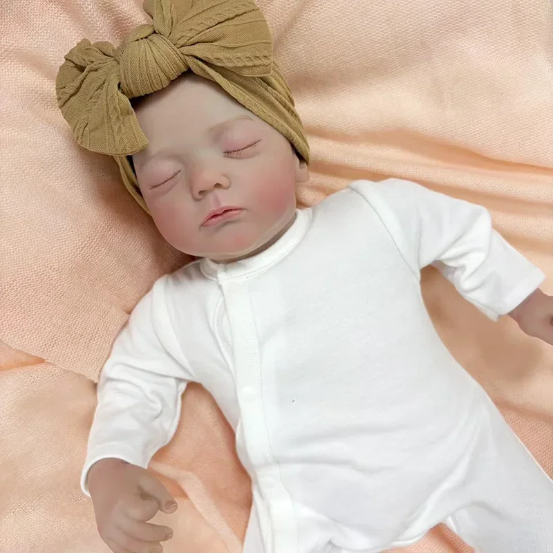 19 inch Alessia Zachte Doek Lichaam Reborn Babypop Levensechte Meerdere Lagen Schilderen 3D Huid Zichtbare Aderen met Handgeschilderd Haar