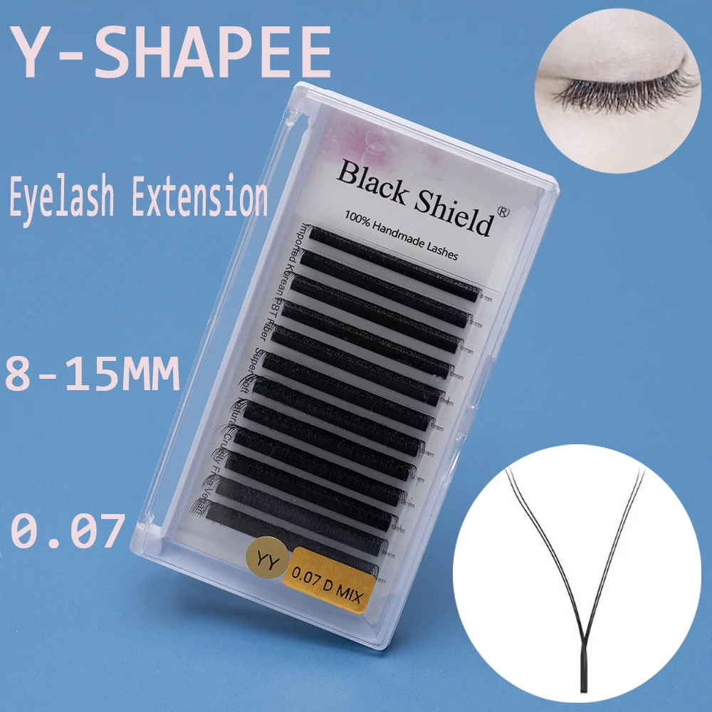 

BLACK SHIELD YY Shape Eyelashes Extension Fake Soft Light YY Lashes C/D/L/CC/DD Curl Hand-woven Natural Cilias Makeup