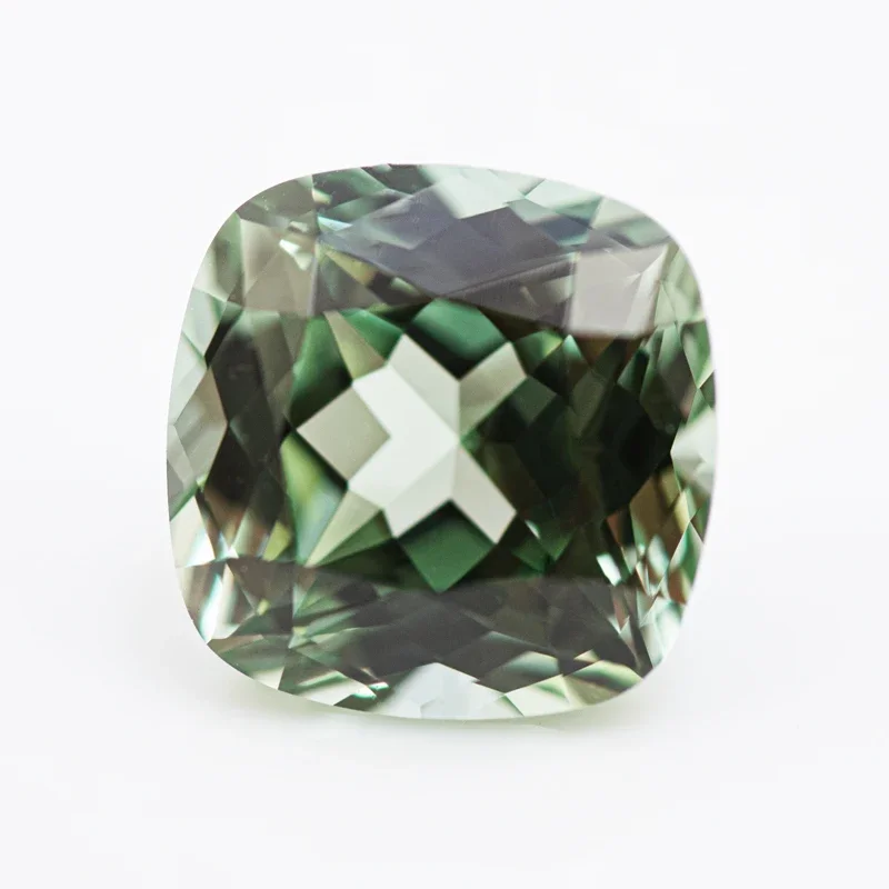 Lab Grown Sapphire Green Color Square Cushion Shape Gemstone For Charms Diy Jewelry Making Materials Selectable AGL Certificate