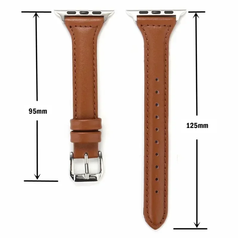 Slim Leather Strap For Apple Watch Band 44 40 41mm 42mm 38mm 49mm 44mm Bracelet Apple watch 8 45mm bands Ultra 9 7 se 3 4 6 Belt image 5