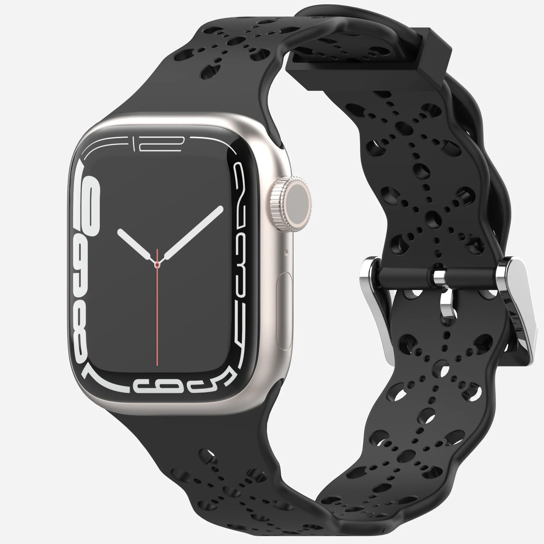 Lace Silicone Strap For Apple Watch Ultra/2/3 49mm 10/11 42mm 46mm 9 8 7 45mm 41mm Breathable Bracelet iWatch 6 5 4 SE 44mm 40mm