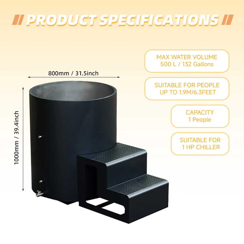 Modern Style 1 Person Round Ice Bath Pool Tub  Cold Plunge Pool with Cold Plunge Tub Chiller