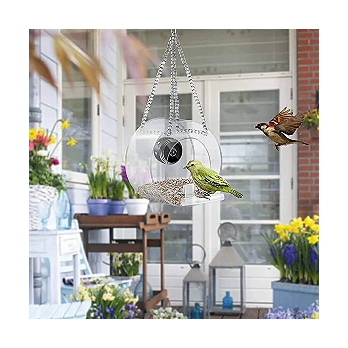 with Wireless Outdoor Camera, Bird House with 720P Camera Night Version WiFi Camera,White