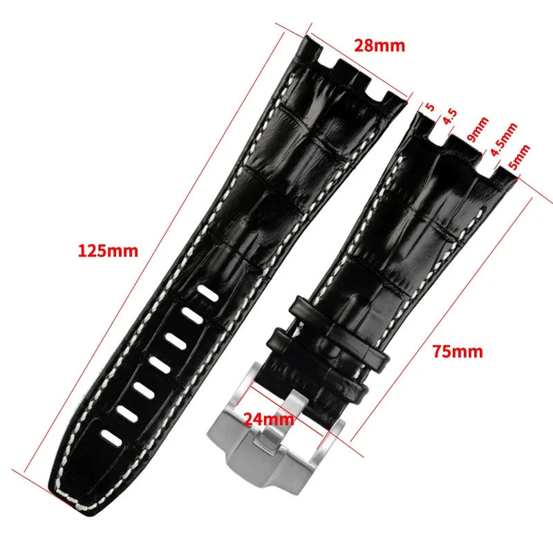 Genuine Leather Watch Band for Aibiap Royal Oak Offshore Strap Jf15710/15703/26405 Waterproof Sweatproof Watch Strap 28mm