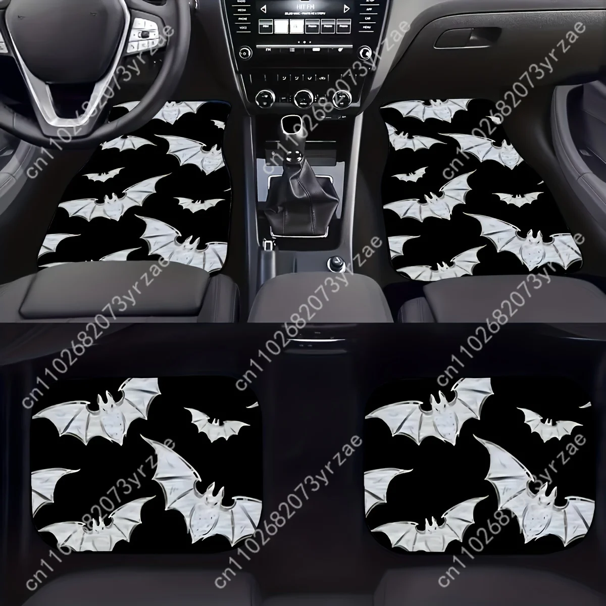 

Bat Pattern 4pcs Universal Car Floor Mats All-Season Fashionable Auto Interio Absorbent Non-Slip Washable Car Floor Mats