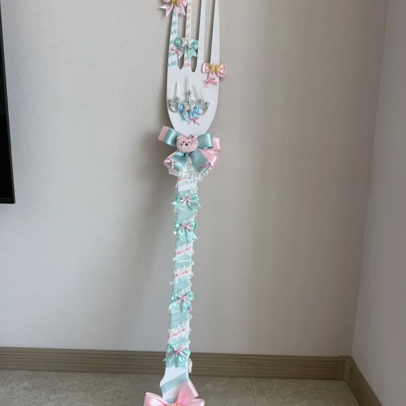 Oversized PVC Fork Spoon Cosplay Prop, Sweet Cute Lolita Handmade Photo Accessories for Anime Convention Festival Performance