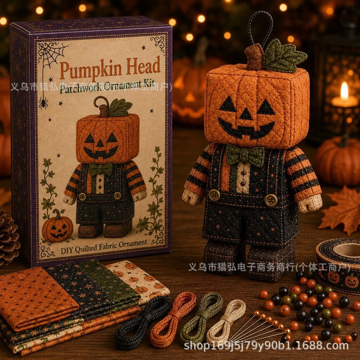 Halloween Patchwork Rag Doll DIY Kit Handmade Gothic Plush Sewing Starter Set Spooky Craft Decor Keepsake Gift