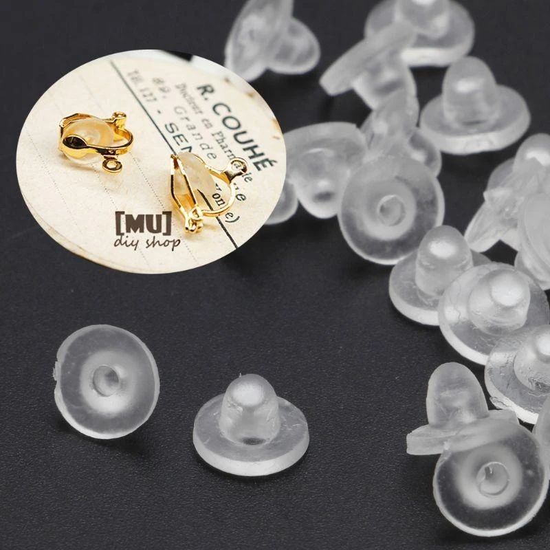 

F42F 4 Sizes Transparent Clip-on Earring Pads Silicone Earrings Clip Earring Back Pad