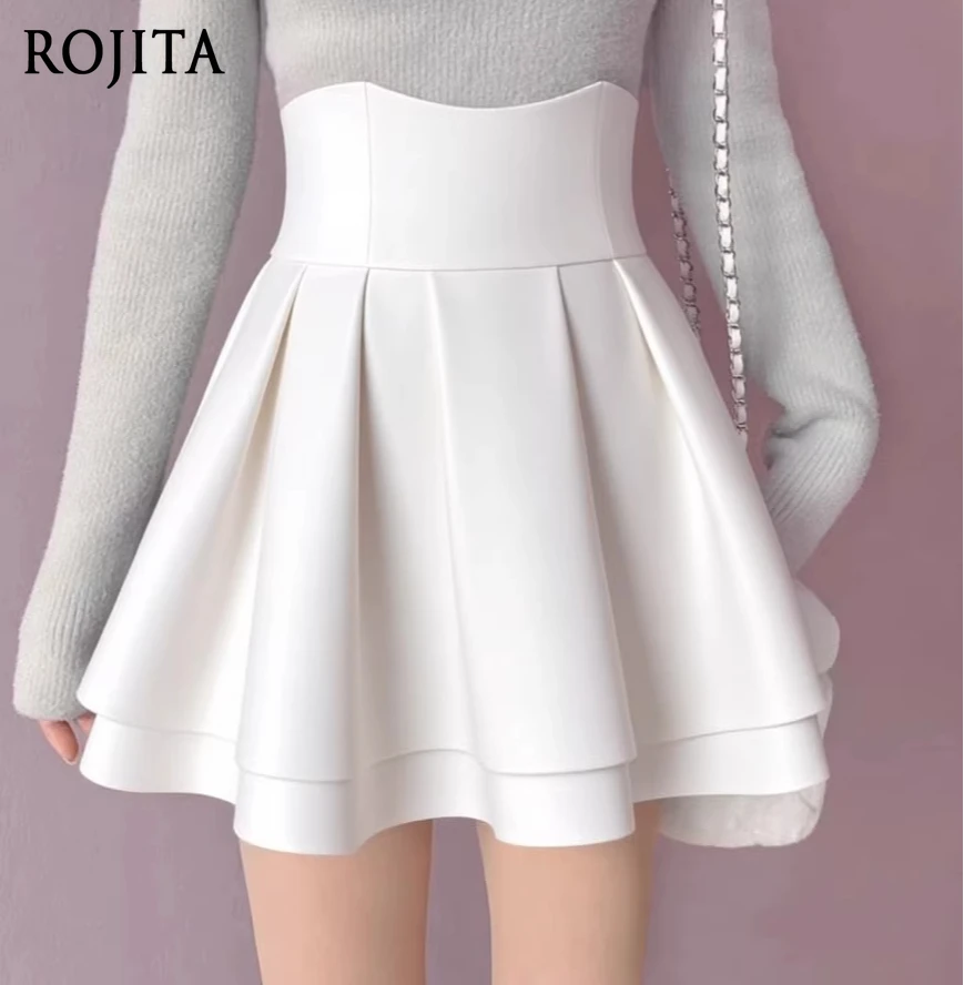 Japanese Harajuku Style Sweet Girl Woolen Skirt 2026 New High Waist Slimming Elegant Black Puffy A-line Short Skirt for Women