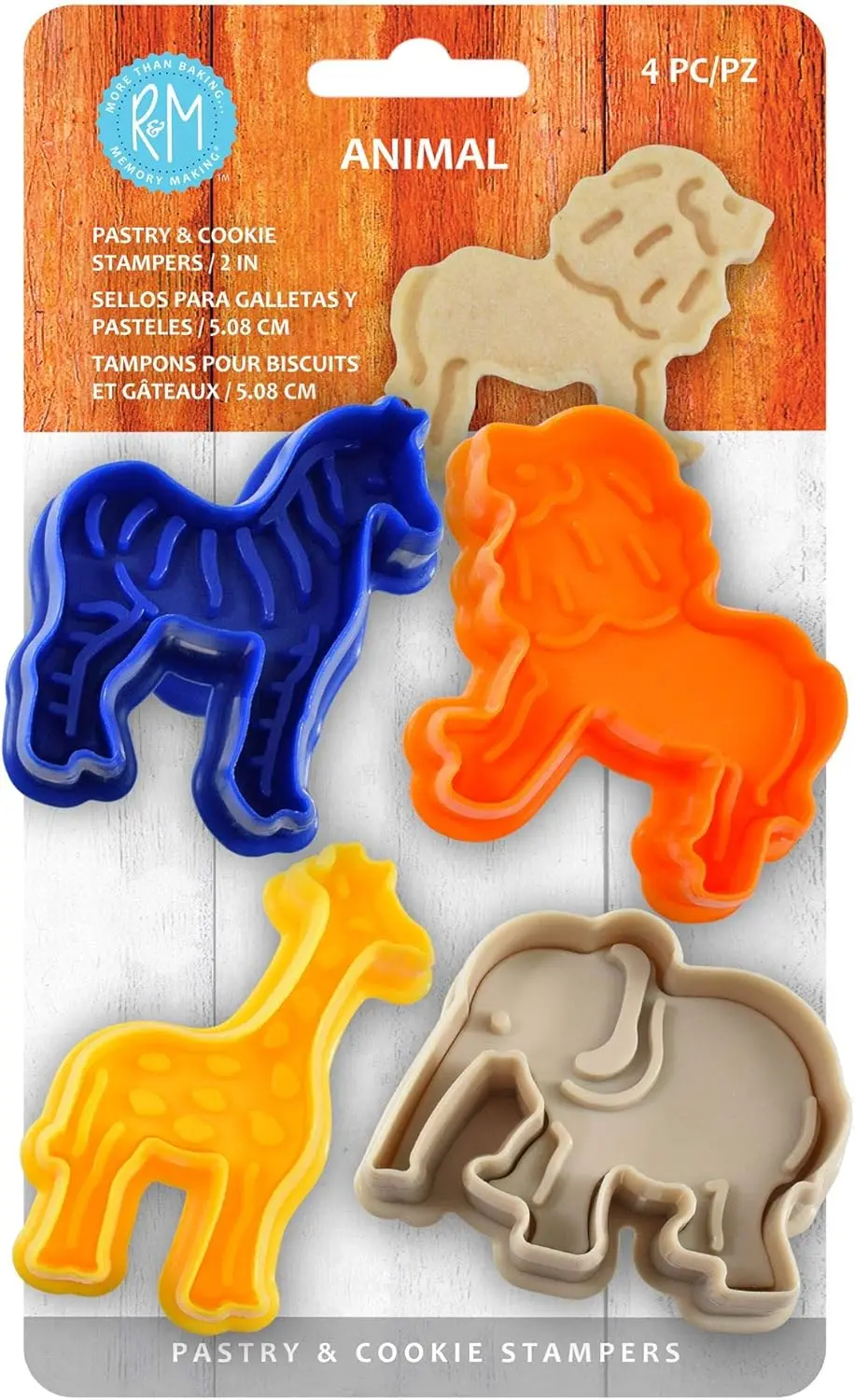 

Animal Cookie Cutters Set of 4 - Zebra, Lion, Giraffe, Elephant, 2 Inch Plastic