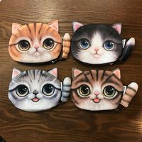 Cute Plush Cat Face Coin Purse Soft Animal Phone Bag Cat Tail Design Coin Pouch Woman
