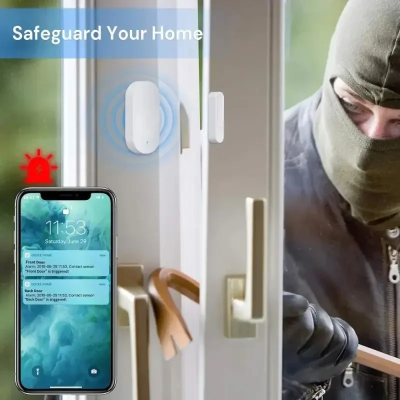 Tuya Zigbee3.0 Door Window Sensor Smart Home Door Open Closed Detectors Security Alarm For Alexa Google Home,Hub Required