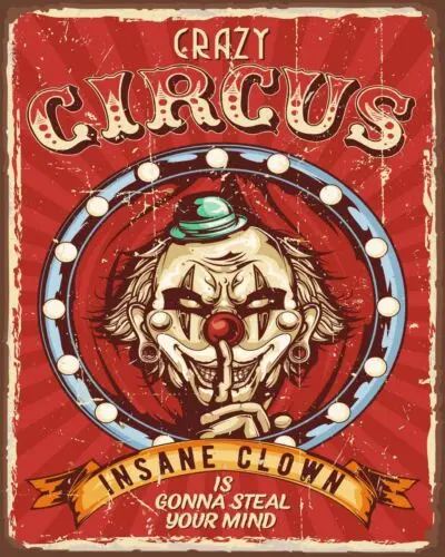 8. CRAZY CIRCUS Poster Metal Sign Plaque Pub Bar Man Cave Gaming Room sign