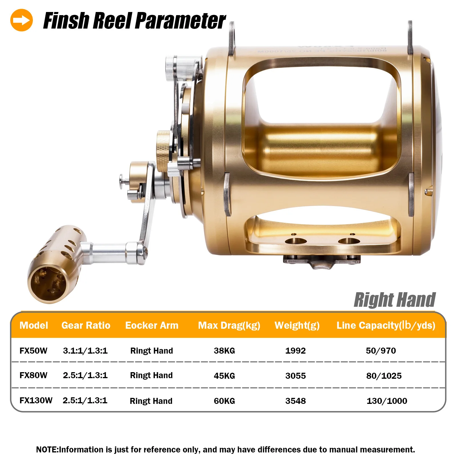 130W All-metal CNC Drum Wheel Deep-sea Iron Plate Wheel Fishing Giant Golden Oversized Model
