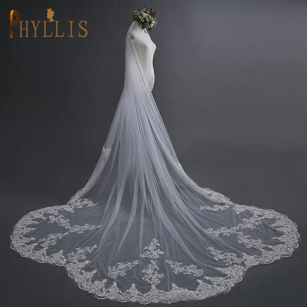 B36 2 Layer Sluier Kathedraal Bruiloft Sluier Met Kant Bridal Hoofddeksels Vail Geborduurde Bruidssluier Double Layer Sluier Voor De bruid