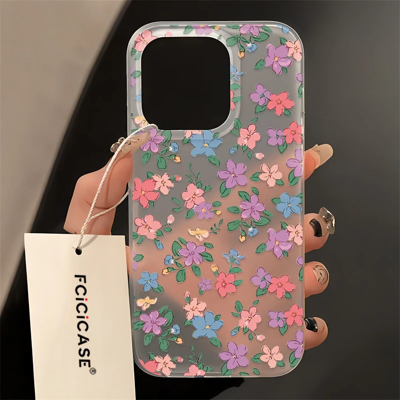 Полупрозрачный матовый чехол Fcicicase для iPhone 13 Mini 16e 16 15 Pro 14 13 Pro Max, противоударный силиконовый чехол с цветочным принтом