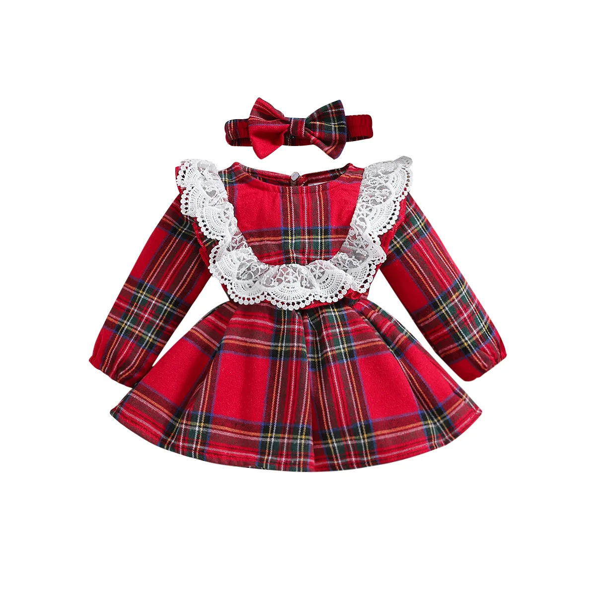 Christmas Children\'s Clothing Girls\' Dress Autumn New Baby Princess Dresses Long Sleeved Kid Red Checkered Skirt Dress for Girls