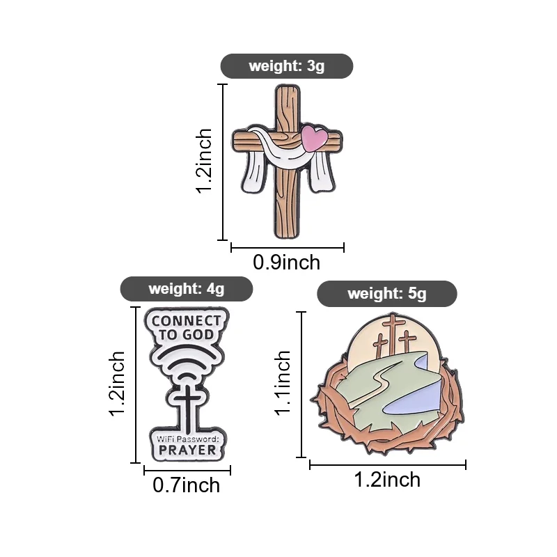 Easter Cross Enamel Pins Jesus Christ Brooches Badges Connect to God Wifi Prayer Faith Jewelry Gift for Friends