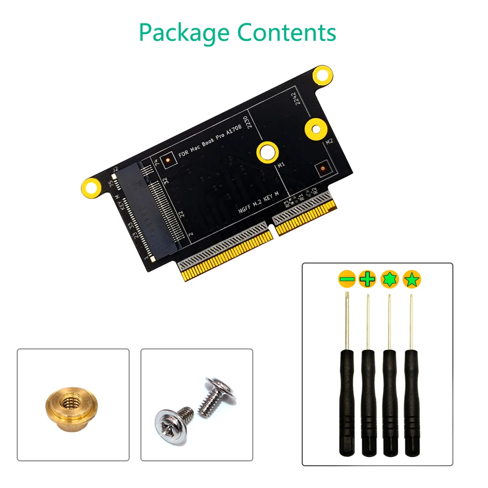 Адаптер M2 SSD M2 NVME SSD Карта расширения Riser Board Converter для Apple Macbook Pro A1708 Поддержка 2230 2242 M Key NVME M.2 SSD