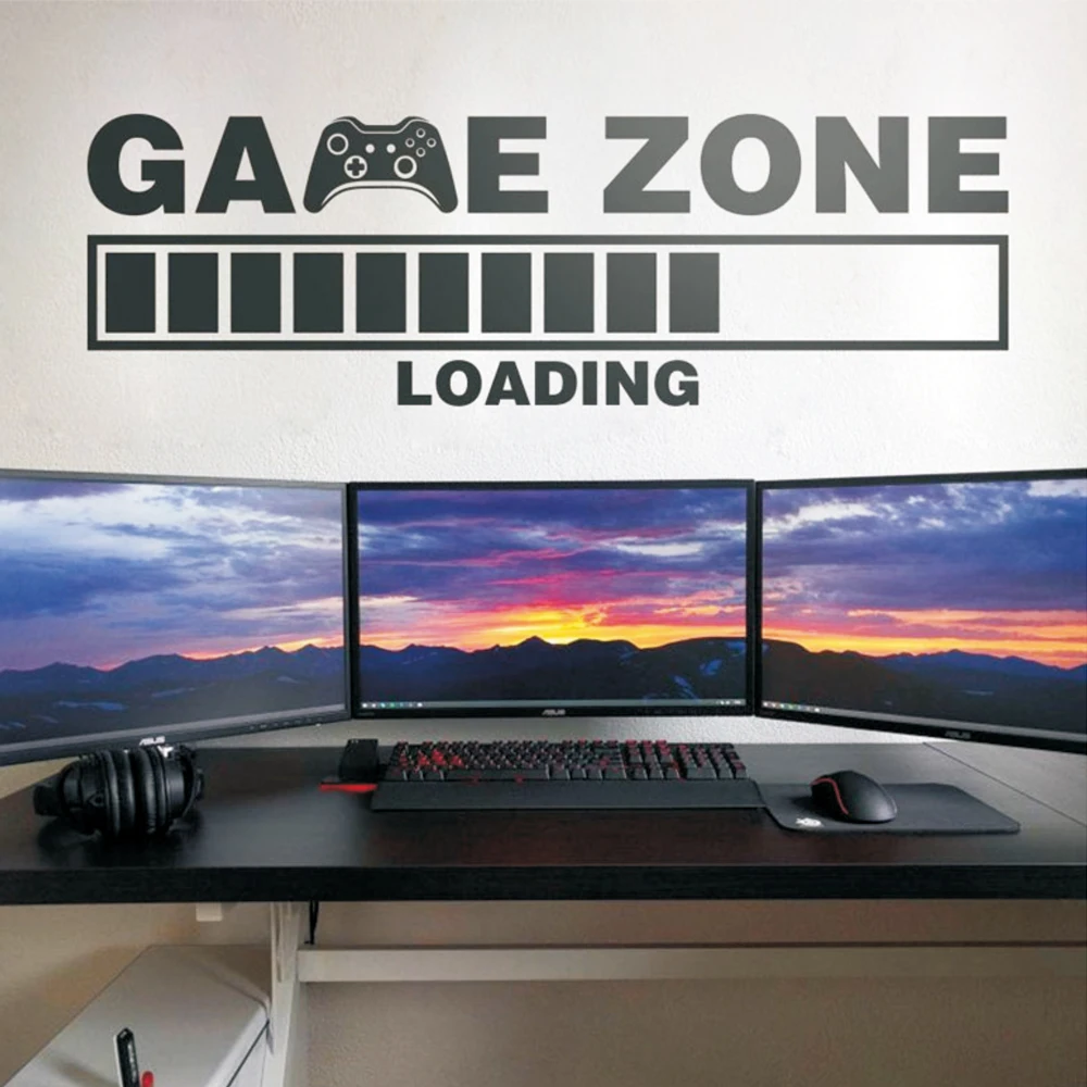 Game Zone Loading Controller Wall Sticker Kids Children Room Home Decor Gaming Room Wall Decals Bedroom Decoration