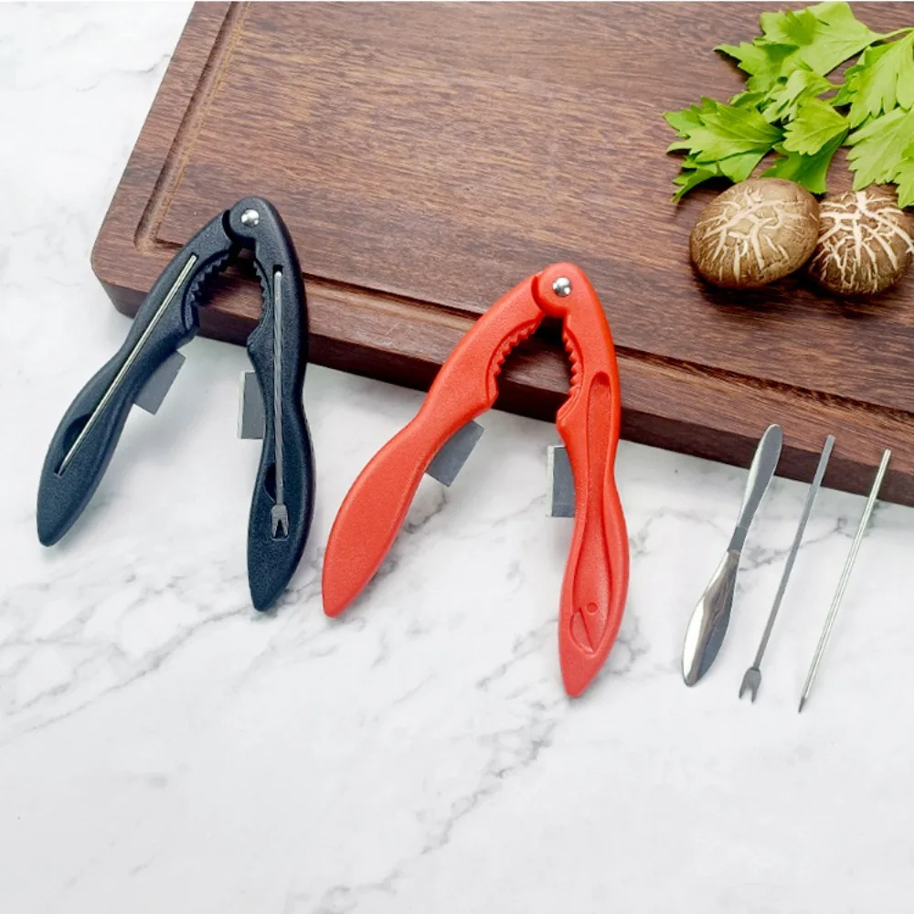 4pcs Multifunctional Professional Crab Cracker Kit Labor-saving Red/black Lobster Sheller Plastic Crab Plier Restaurant