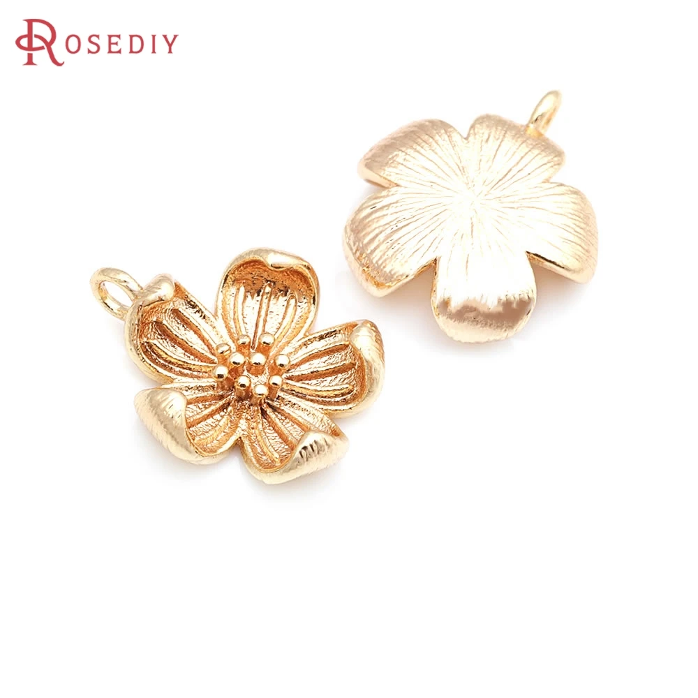 

10PCS 18K Gold Color Brass Flower Charms Pendants High Quality Jewelry Making Necklace Earrings Diy Accessories