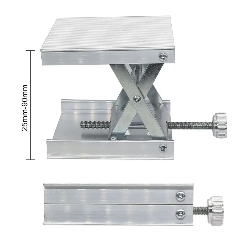 90x90mm Lifting Platform Spirit Level Lift Bracket 25-90mm Height Adjustable Universal Rotatable Stand for Floor Stick Laborator