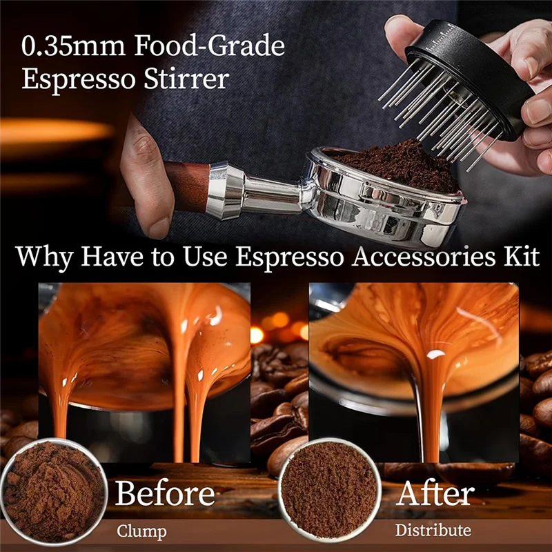53MM Espresso Tools Coffee Distributor Tamper 3 Functions Stainless Steel For Home Essentials