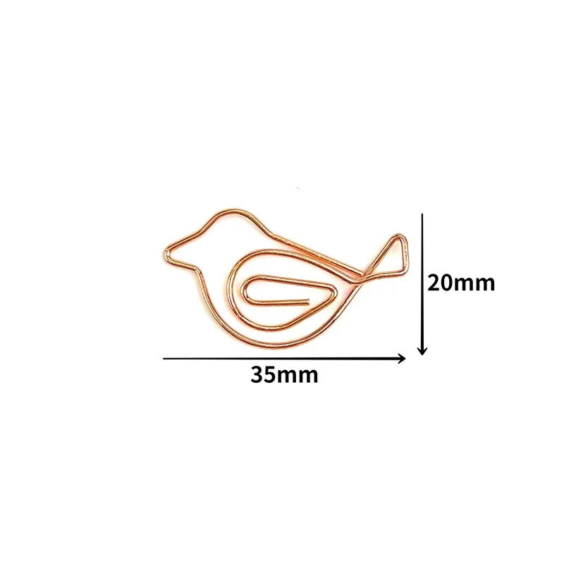 200pcs Creative Bird Shape Metal Paper Clips Paperclip Decorative Bookmarks Wedding Gifts Home Office Storage