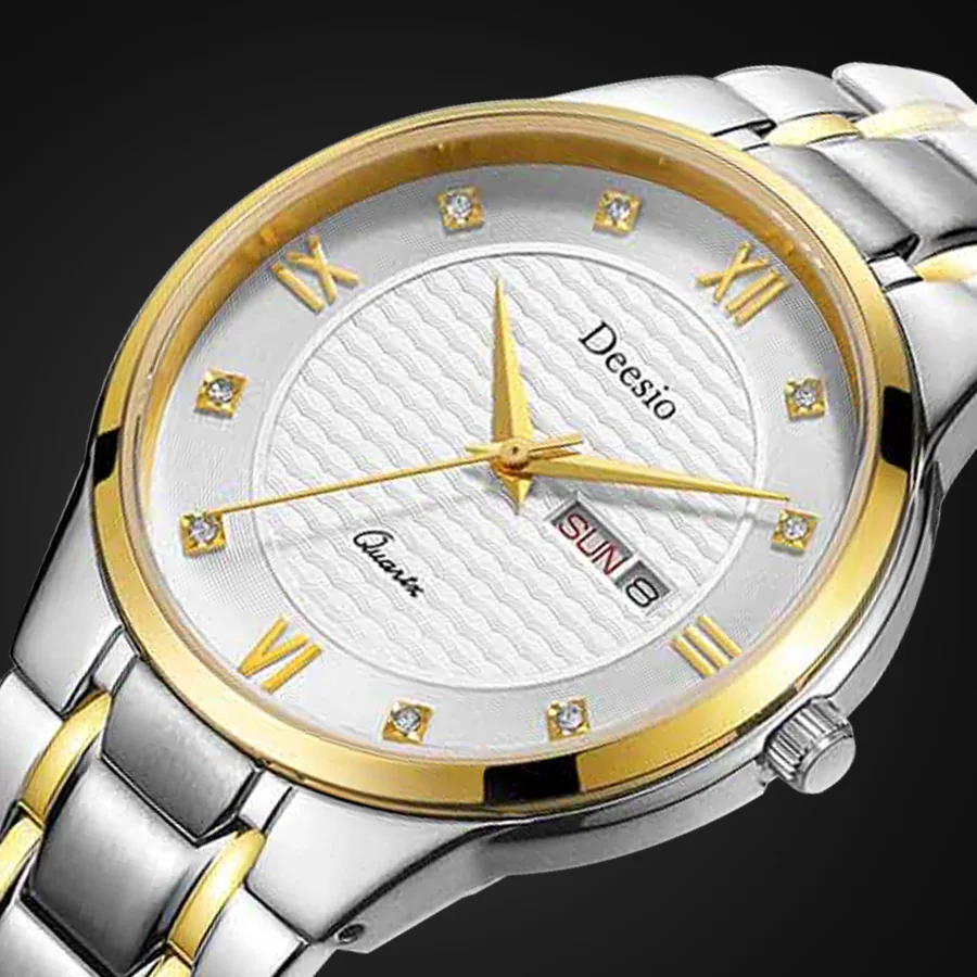 Deesio N209 Fashion Quartz Watches Male Luxury Design Large Dial Steel Band Wristwatch Bussiness Clock Gifts For Men With Box