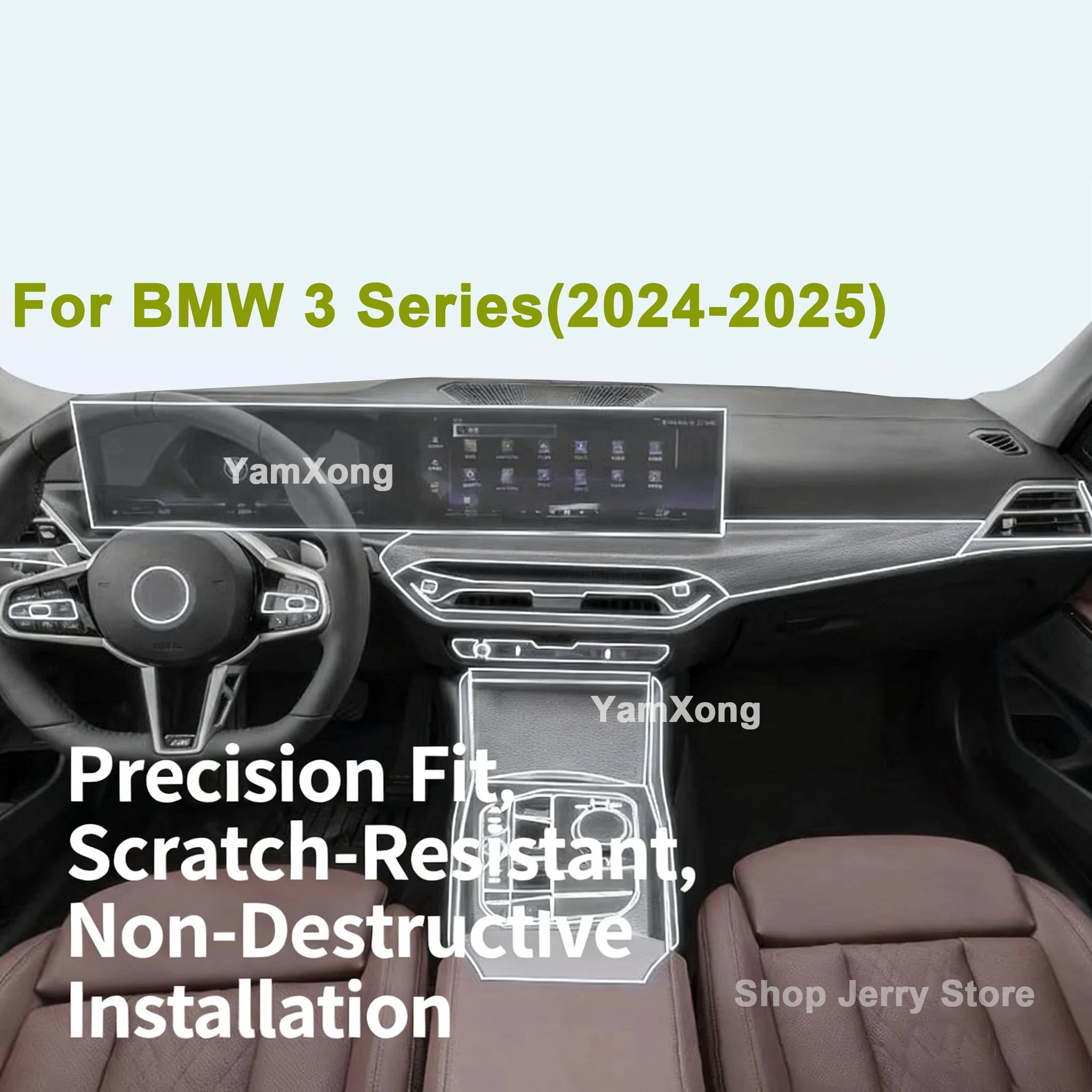 

HD Clear TPU Car Sticker For BMW 3 Series 2024 2025 Interior Screen Protector Film Dashboard Center Console Anti-Scratch Cover