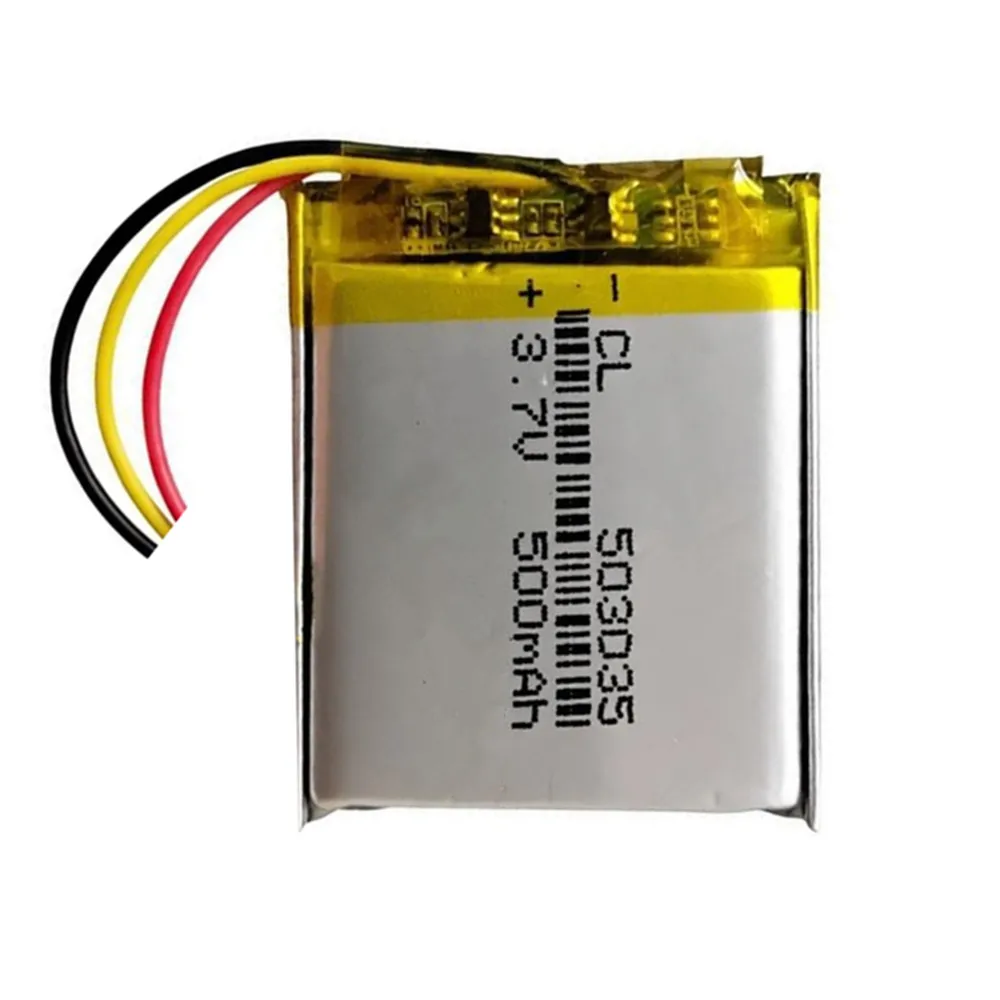1-10PCS 503035 3.7V 500mAh Polymer Lithium Rechargeable Battery 3 Wires for DVD Navigation GPS Smart Band Audio Speaker Headset