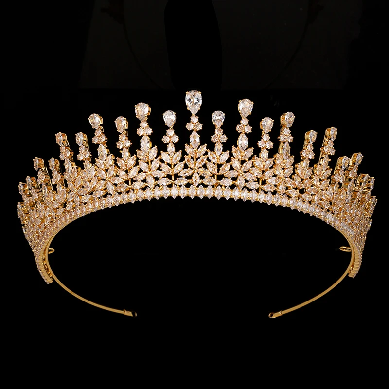 Tiara And Crown HADIYANA Bridal Wedding Hair Accessories Party Luxury Zircon Hair Accessories Jewelry BC6435 Bijoux De Cheveux