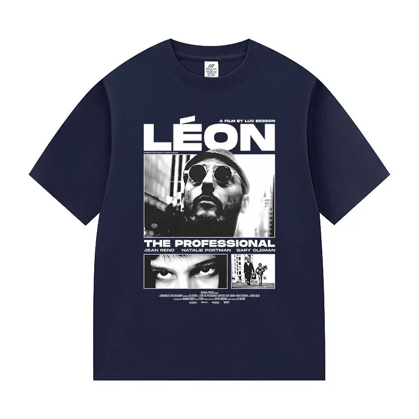 Summer 100% pure cotton 90s Leon T-shirt Cosplay Unisex fashion short-sleeved T-shirt Vintage men's oversized cotton T-shirt