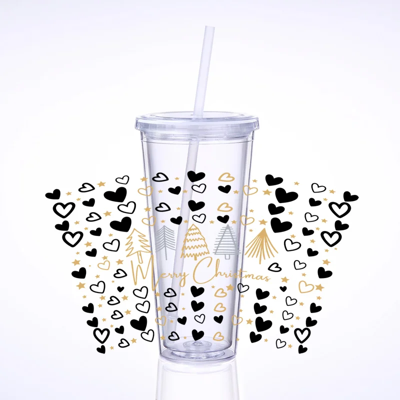 UV DTF Cup Wraps para 24oz Cup, impermeável garrafa etiqueta de transferência, Auto-adesivo, lavável, DIY personalizado