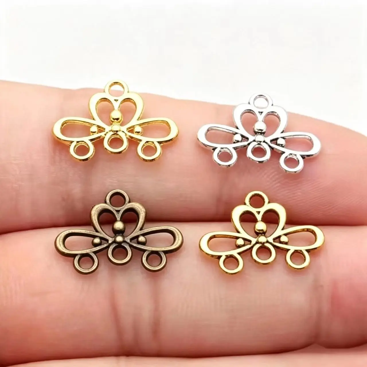 20Pcs/Lot 4 Colors Charm Earring Connectors 18x13mm Vintage DIY Jewelry Accessories Wholesale Pendants for Necklace Bracelet
