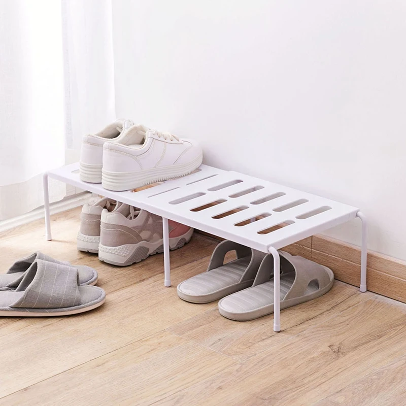 キッチン拡張可能なカウンターシェルフオーガナイザー、バスルームラック、シンク下のバスルーム、パントリーデスクトップ収納、ホワイトホルダー