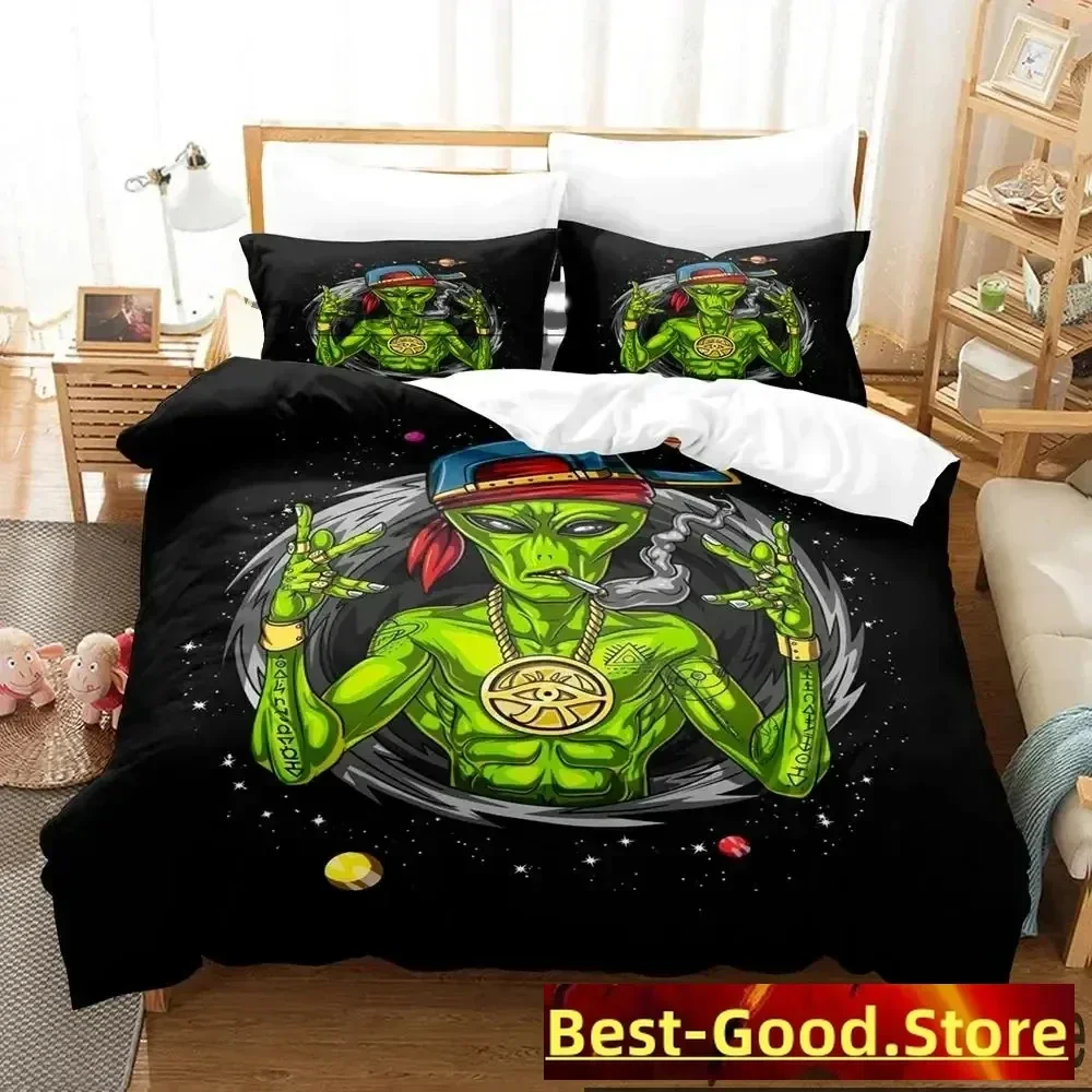 

3D Print Alien Gangster Bedding Set Duvet Cover Bed Set Quilt Cover Pillowcase Comforter king Queen Size Boys Adult Bedding Set