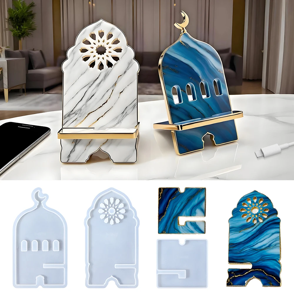 Support de téléphone portable de forme architecturale arabe S0222, moules en Silicone, résine époxy, moule artisanal d'art pour supports de téléphone portable, support de bricolage