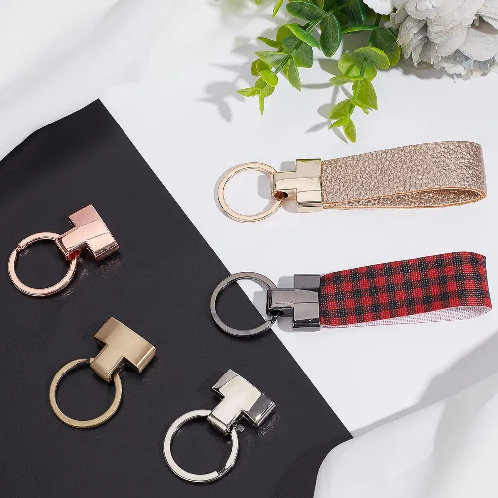 5 Colors Key Fob Hardware, 0.87 Inch Keychain Wristlet Clasp with Key Ring Keychain Strap End Fasteners with Screws Key Lanyard