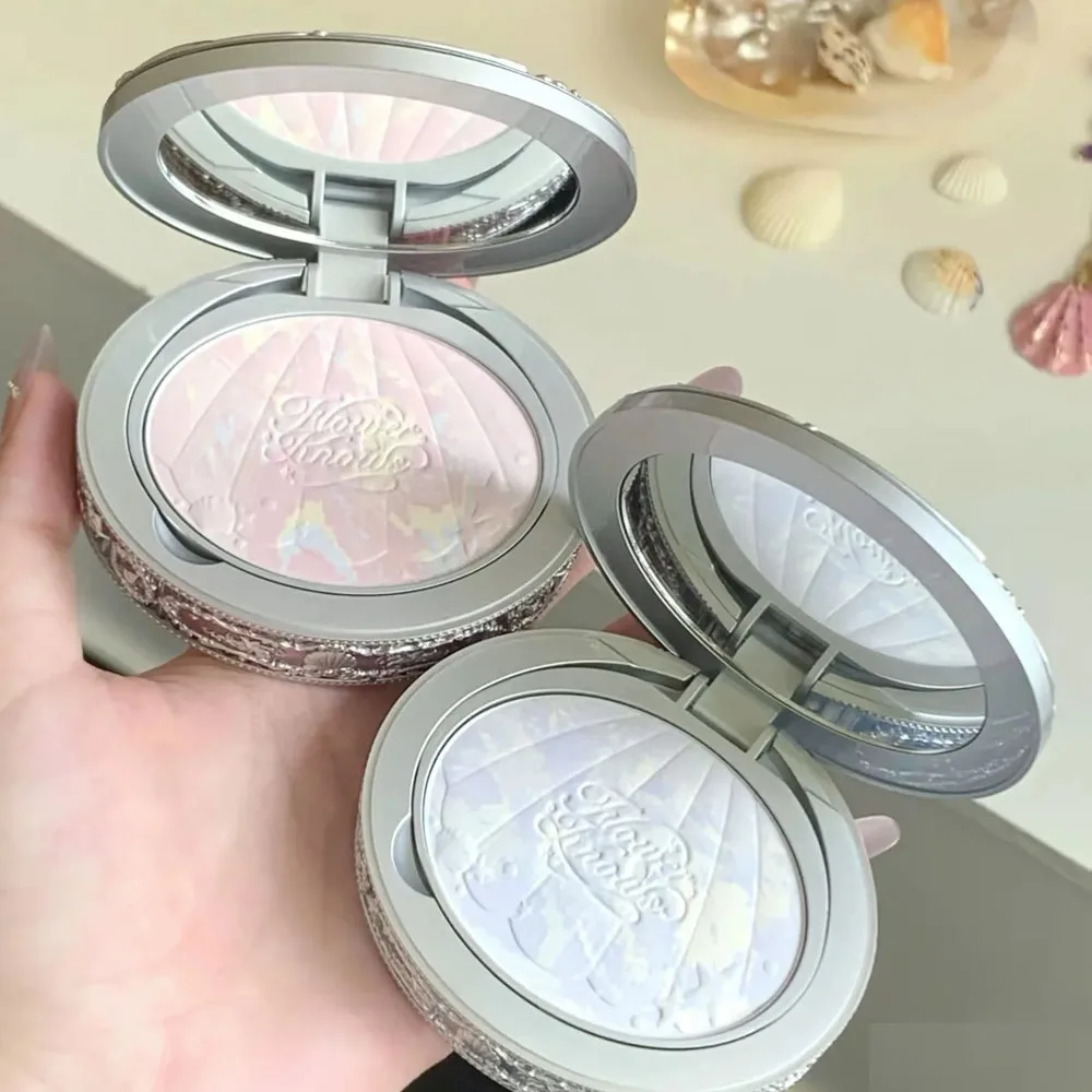 Flower Know Shell Pearl Series Pressed Powder Control Lightweight Blurring Face Makeup