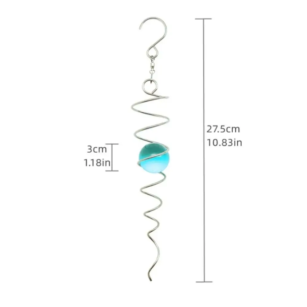 Pendants Crystal Glass Ball Spiral Tail Wind Spinner Hanging Decor Art Ornaments Rotating Spiral Tail Wind Chimes Home - view 6