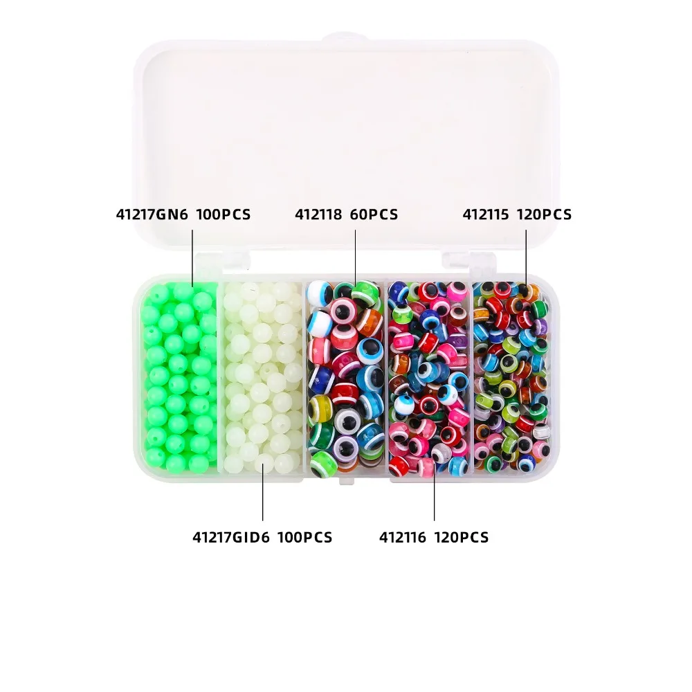 Durable 5mm 6mm 8mm Fishing Beads with Luminous Mixed Colors Fish Eye Beads Fishing Line Bead Freshwater Fishing
