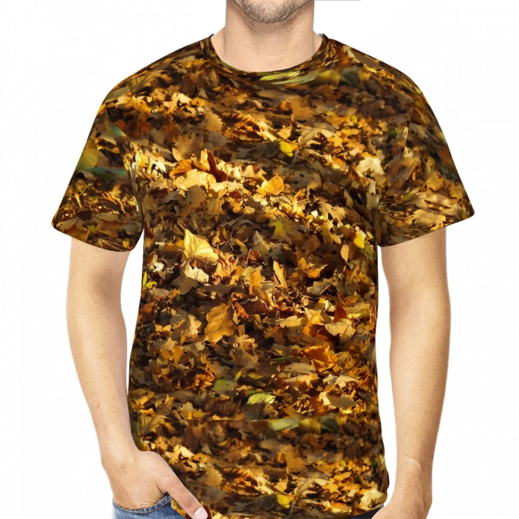 Leafs Carpet Of GoldReal Tree Camouflage  3D Printed Unisex Polyester Tshirt Fitness Tops Hip Hop Beach Male Tees