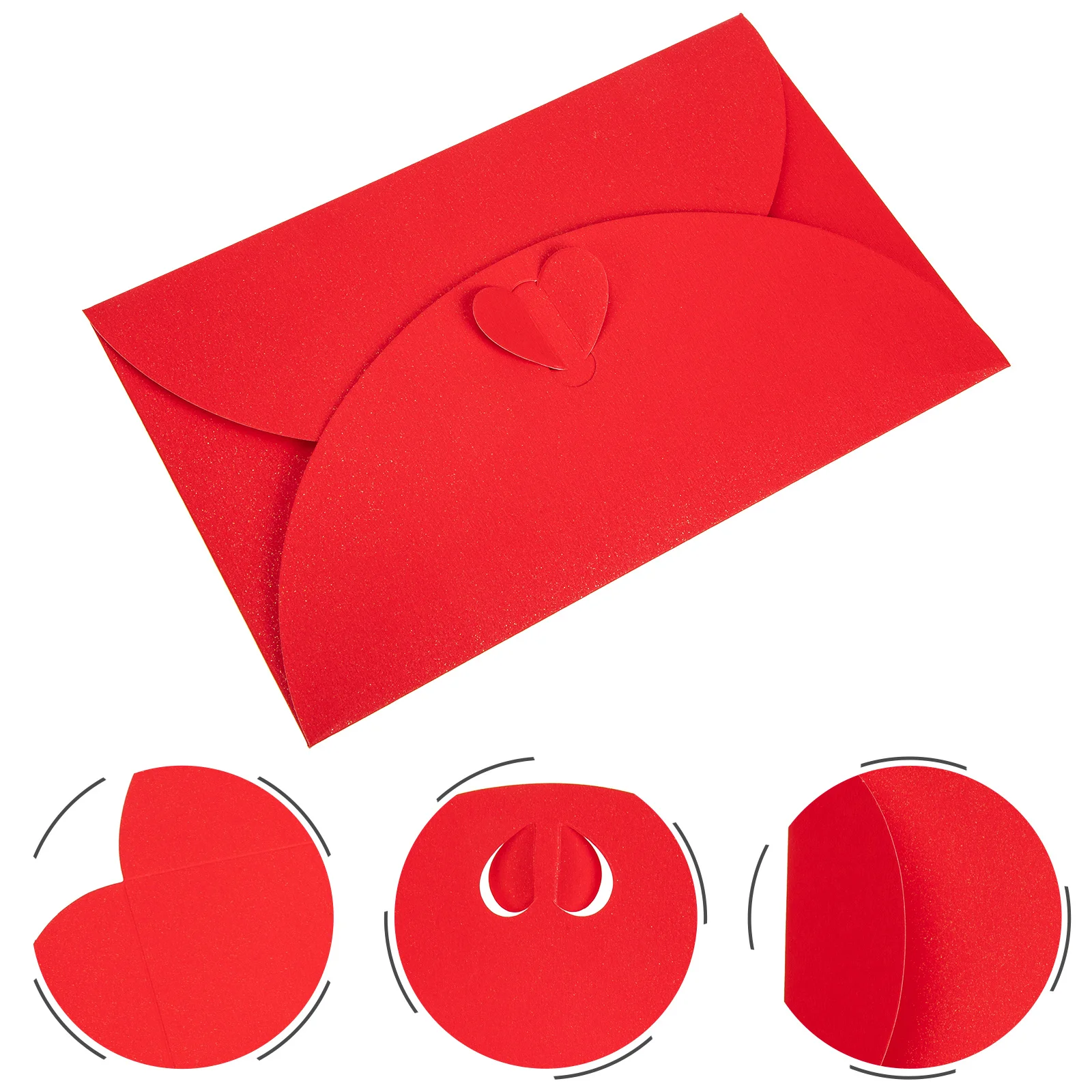 

20pcs Red Heart Pearlized Paper Envelopes Wedding Party Invitation Cards Greeting Letter Envelope Stuffing Stationery Decorative