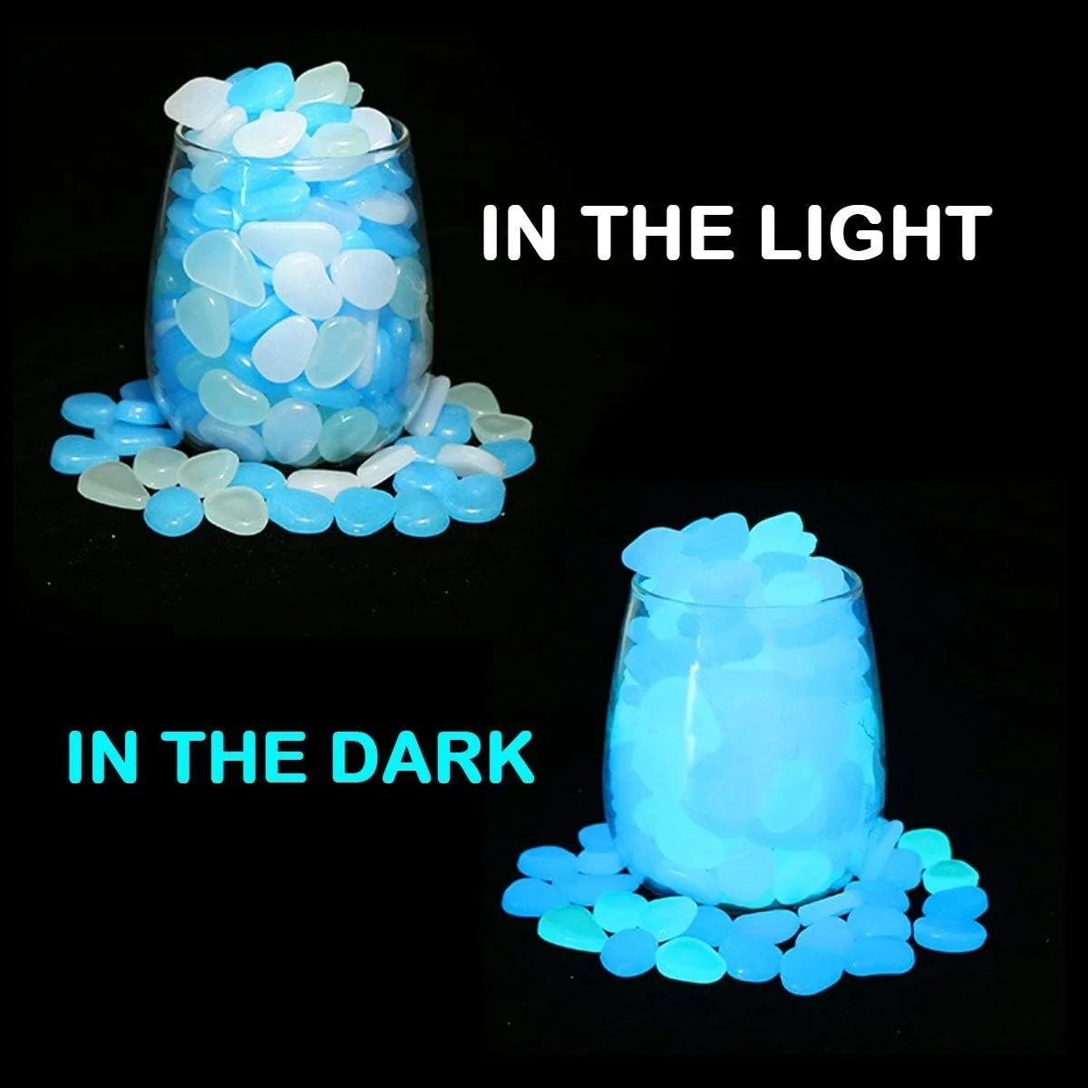 300Pcs the Garden of Light on the Dark Pebbles for Yard Rock and Manwalk Decoration Fairy Tale Garden DIY Decorative Luminous Stone